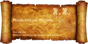 Moskovics Mózes névjegykártya
